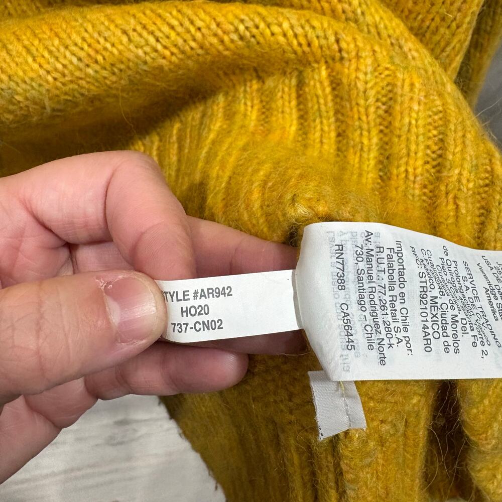 J. Crew Alpaca-Blend Mustard Yellow Crewneck Sweater AR942 Medium Knit - Picture 4 of 7